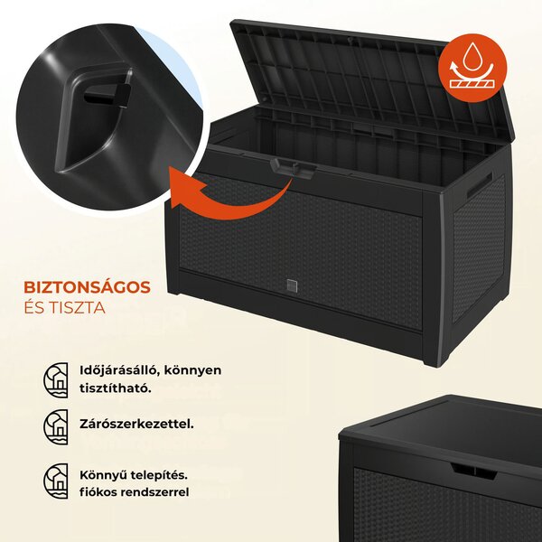 RATO tárolódoboz, 310L, 119x48x60 cm, antracit Prosperplast