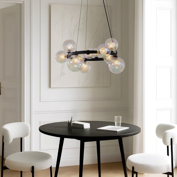 Függőlámpa Lucande, Marvi, dimmable, Fekete, Nappali, Üveg, Modern