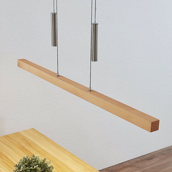 Függőlámpa Lucande, Pia, dimmable, Fa, Nappali, Fa, Modern