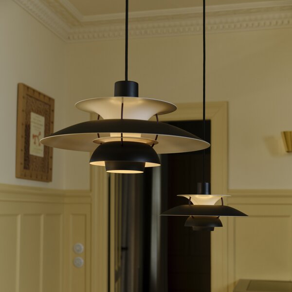 Függőlámpa Louis Poulsen, PH 5 500, dimmable, Fekete, Nappali, Fém, Modern