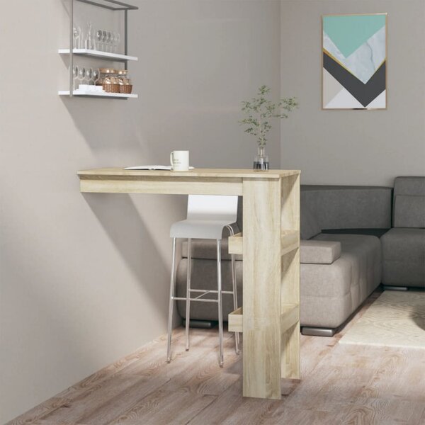 Sonoma-tölgyszínű fatermék fali bárasztal 102 x 45 x 103,5 cm (811784)