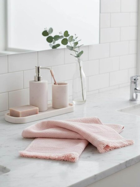 Sinsay - Pamut törölköző szett rojtokkal 2 pack - pasztellpink