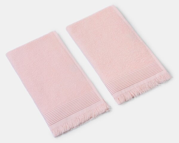 Sinsay - Pamut törölköző szett rojtokkal 2 pack - pasztellpink