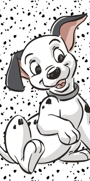 Fekete-fehér pamut gyerek fürdőlepedő 70x140 cm 101 Dalmatians "Lucky" – Jerry Fabrics