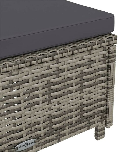 VidaXL polyrattan napozóágy sötétszürke párnával, szürke