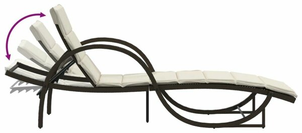 VidaXL Napozóágy - 2 db - Barna Polyrattan - Párnával