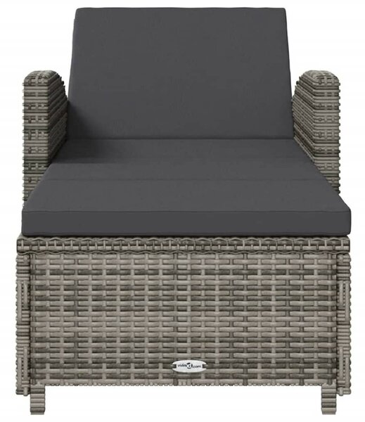 VidaXL polyrattan napozóágy sötétszürke párnával, szürke