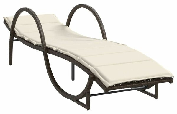 VidaXL Napozóágy - 2 db - Barna Polyrattan - Párnával