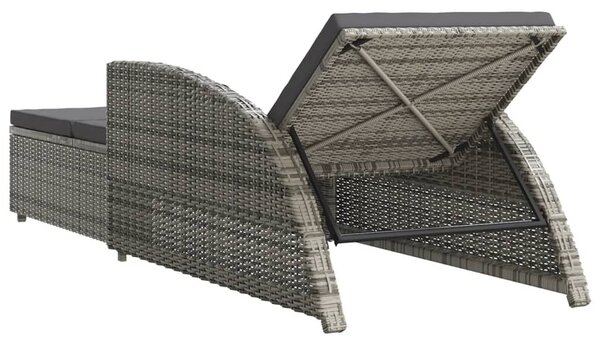 VidaXL polyrattan napozóágy sötétszürke párnával, szürke