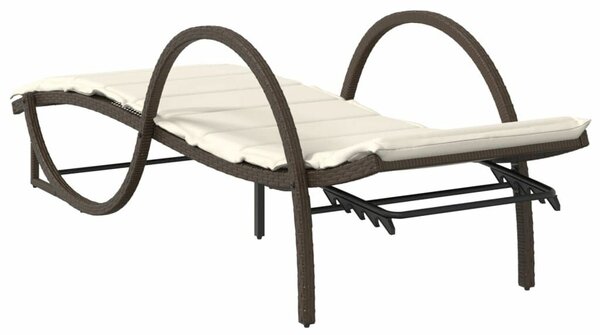 VidaXL Napozóágy - 2 db - Barna Polyrattan - Párnával