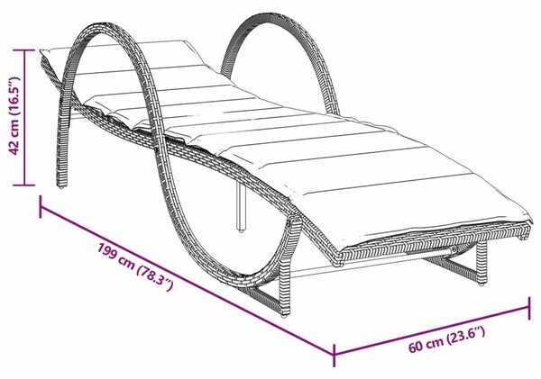 VidaXL Napozóágy - 2 db - Barna Polyrattan - Párnával