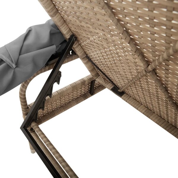 VidaXL Napozóágy - Polyrattan - Bézs - 200cm