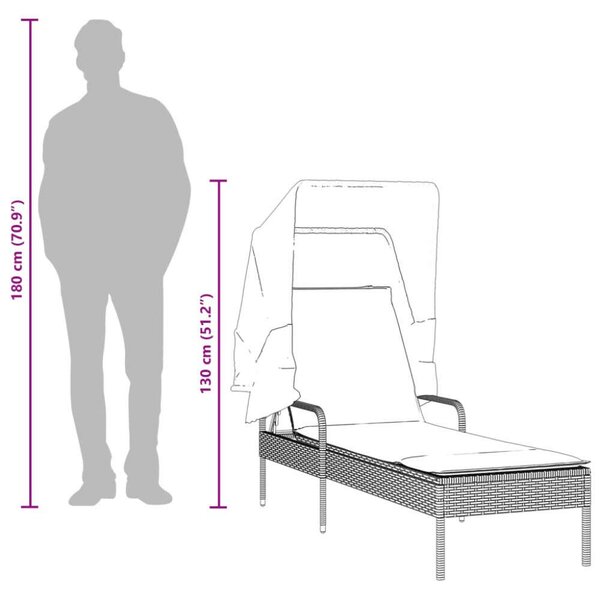VidaXL Napozóágy - Polyrattan - Bézs - 200cm
