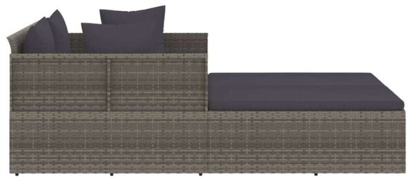 VidaXL szürke polyrattan napozóágy párnával, 182 x 118 x 63 cm
