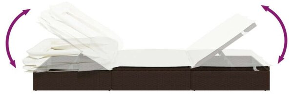VidaXL Napozóágy - Polyrattan - Barna - 213x63x97 cm