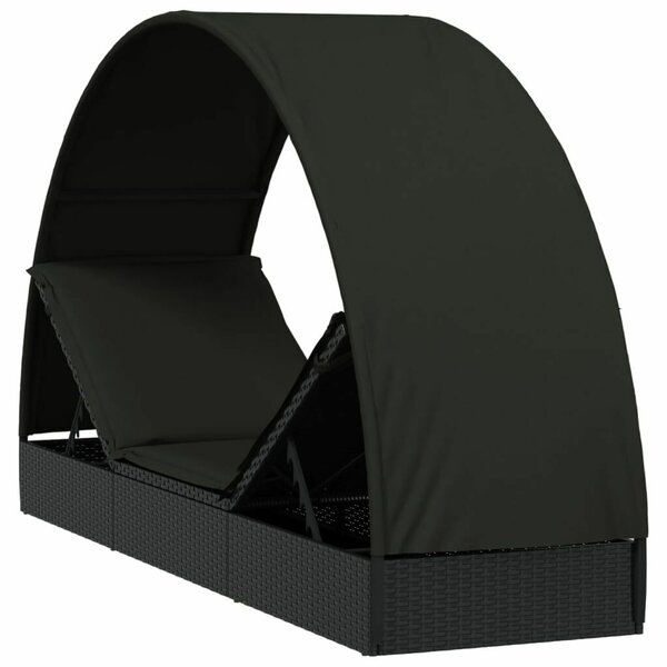 VidaXL Napozóágy - Fekete Polyrattan - 211cm