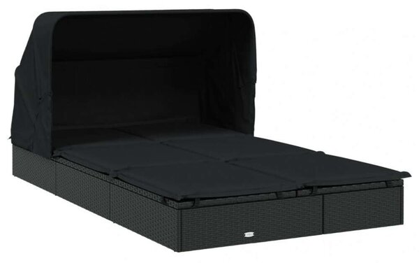 VidaXL Kert Napozóágy - 2 Személyes - Fekete - 213x118x97cm