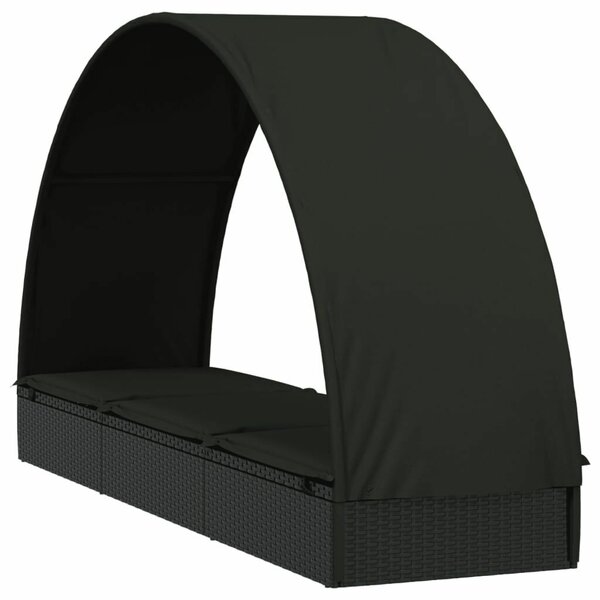 VidaXL Napozóágy - Fekete Polyrattan - 211cm