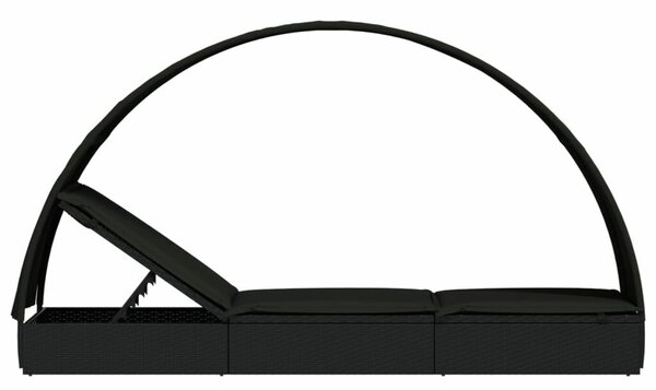 VidaXL Napozóágy - Fekete Polyrattan - 211cm