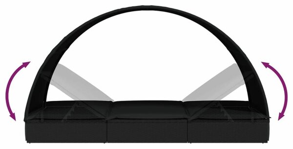 VidaXL Napozóágy - Fekete Polyrattan - 211cm