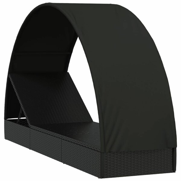VidaXL Napozóágy - Fekete Polyrattan - 211cm