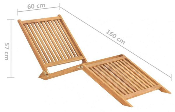 VidaXL Teakfa Összecsukható Napozóágy - 160cm
