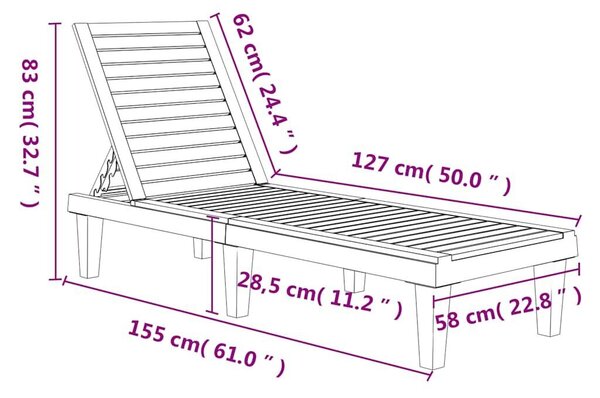 VidaXL 2 db polipropilén napozóágy, 155 x 58 x 83 cm, Fekete