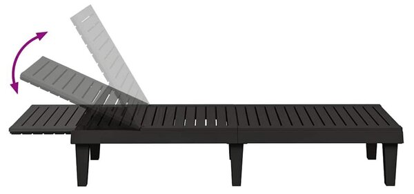 VidaXL 2 db polipropilén napozóágy, 155 x 58 x 83 cm, Fekete