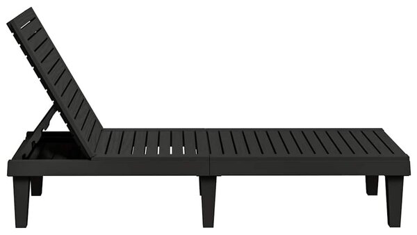VidaXL 2 db polipropilén napozóágy, 155 x 58 x 83 cm, Fekete