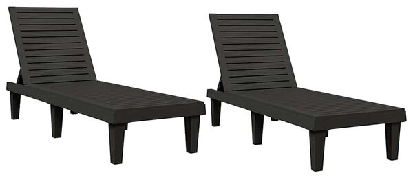 VidaXL 2 db polipropilén napozóágy, 155 x 58 x 83 cm, Fekete
