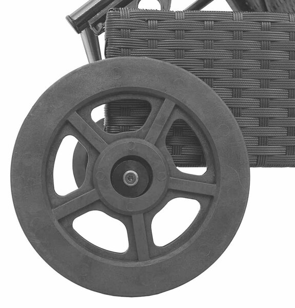 VidaXL fekete polyrattan napozóágy kerekekkel és párnával