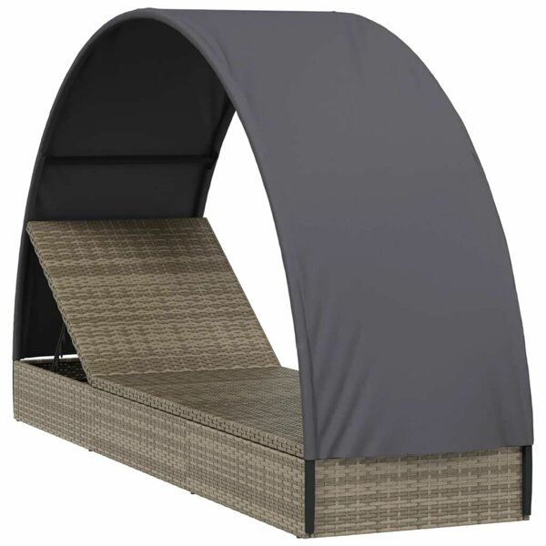 VidaXL Polyrattan Napozóágy Kerek Tetővel - 211x57x140 cm
