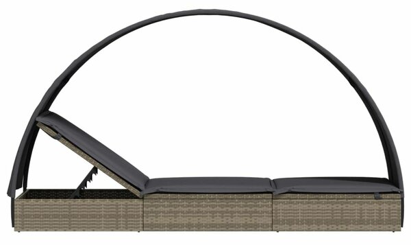 VidaXL Polyrattan Napozóágy Kerek Tetővel - 211x57x140 cm