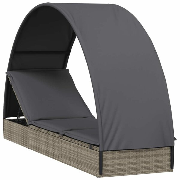 VidaXL Polyrattan Napozóágy Kerek Tetővel - 211x57x140 cm