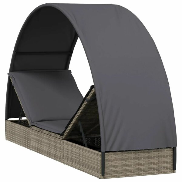 VidaXL Polyrattan Napozóágy Kerek Tetővel - 211x57x140 cm
