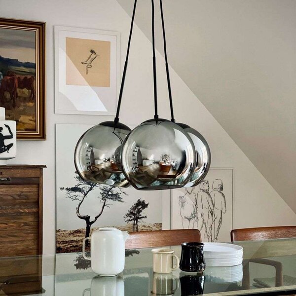 Függőlámpa Dyberg Larsen, Harry 3, dimmable, Szürke, Nappali, Üveg, Skandináv
