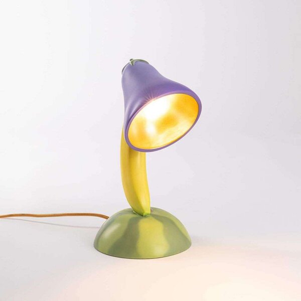 Aubergine asztali világítás, lila/zöld/sárga, 31 cm