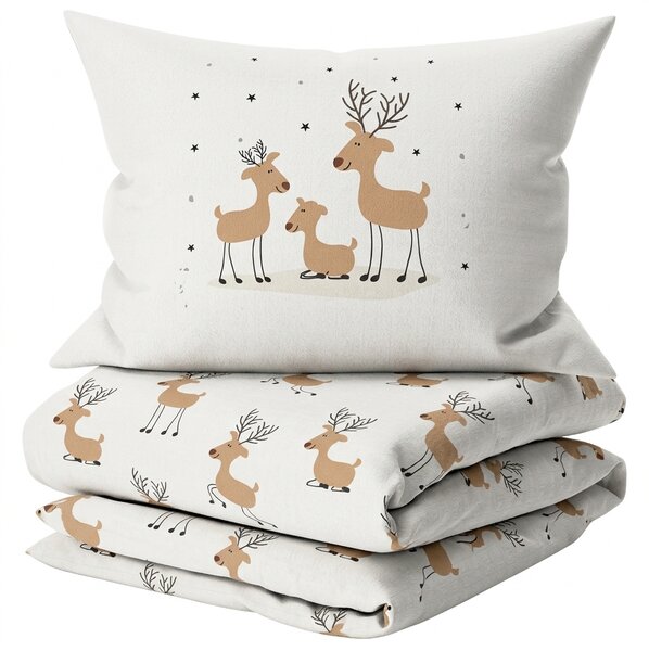 Renforcé pamut ágynemű TIMBA DEER fehér Ágyneműhuzat mérete: 80 x 80 cm | 135 x 200 cm