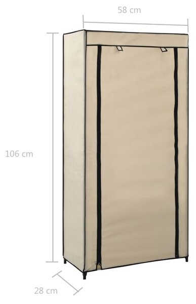 Krémszínű szövet cipőszekrény borítóval 58 x 28 x 106 cm