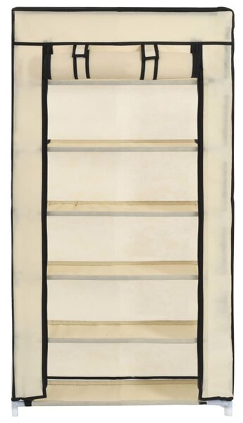 Krémszínű szövet cipőszekrény borítóval 58 x 28 x 106 cm