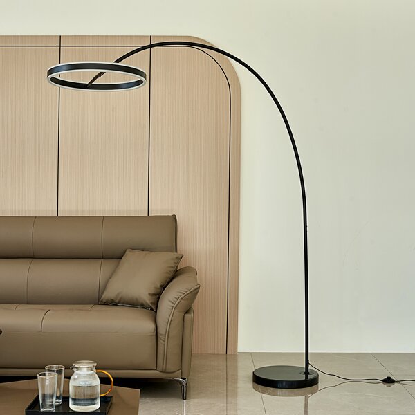 Állólámpa Lucande, Yekta, dimmable, Fekete, Nappali, Fém, Dizájn