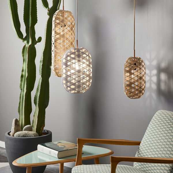 Függőlámpa Forestier, Capsule S, dimmable, Fehér, Nappali, Bambusz, Dizájn