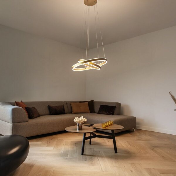 Függőlámpa SLV, One Double, dimmable, Arany / Sárgaréz, Nappali, Fém, Modern