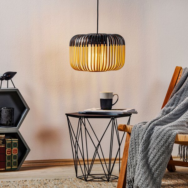Függőlámpa Forestier, Bamboo Light S, dimmable, Fekete, Nappali, Bambusz, Dizájn
