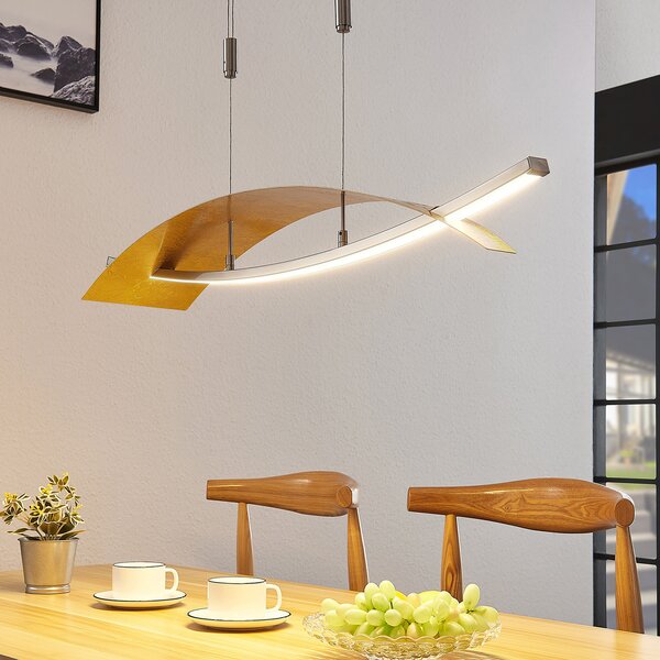 Függőlámpa Lucande, Marija, dimmable, Arany / Sárgaréz, Nappali, Fém, Modern