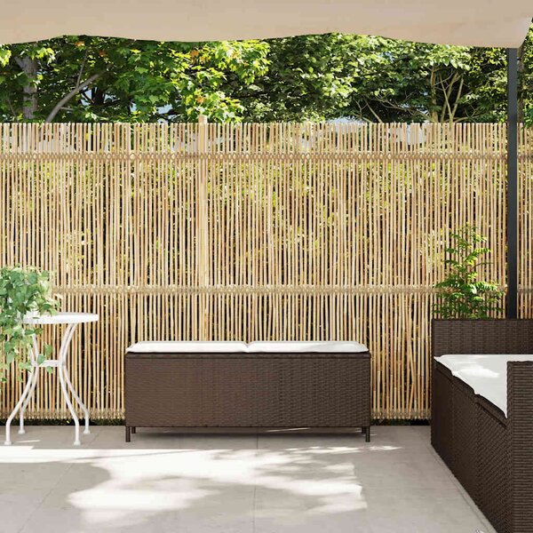 Barna polyrattan kerti pad párnával 110x30x40,5 cm
