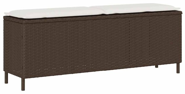 Barna polyrattan kerti pad párnával 110x30x40,5 cm