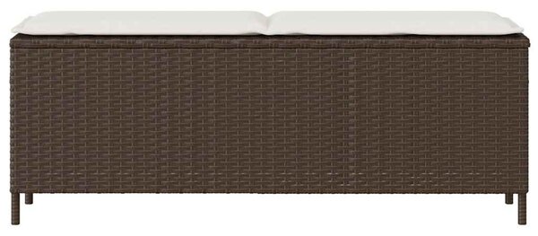 Barna polyrattan kerti pad párnával 110x30x40,5 cm
