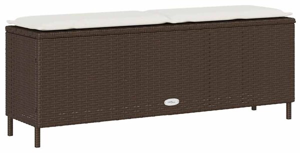 Barna polyrattan kerti pad párnával 110x30x40,5 cm
