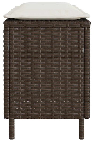 Barna polyrattan kerti pad párnával 110x30x40,5 cm